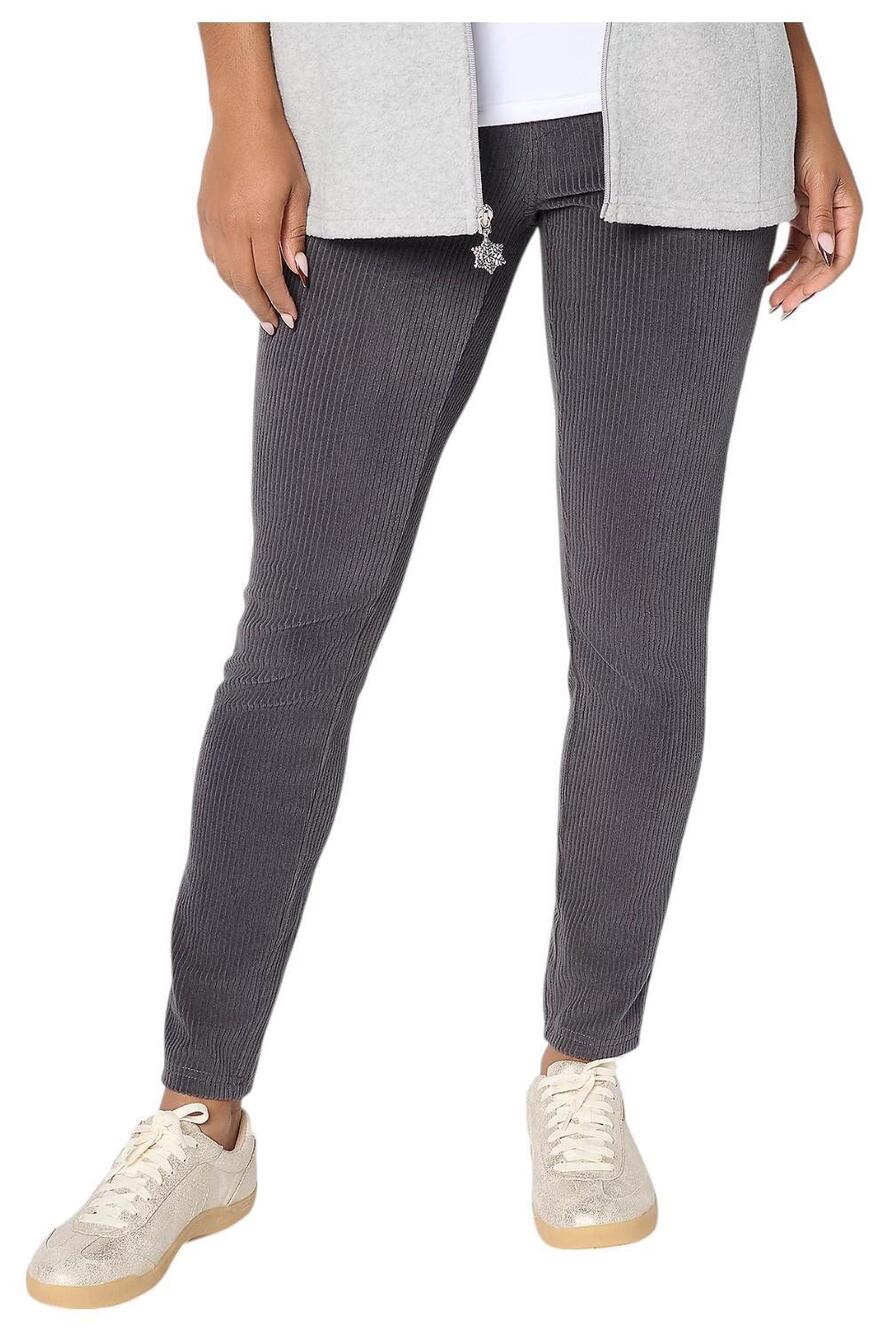 Quacker Factory Women's Corduroy Flat Waistband Jegging Graphite - Short